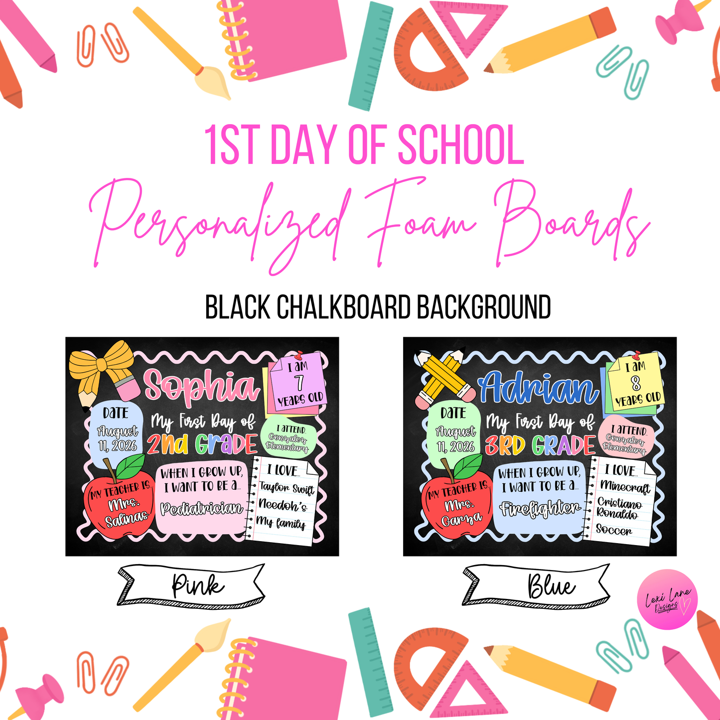1st Day of School Boards- BLACK CHALBOARD BACKGROUND